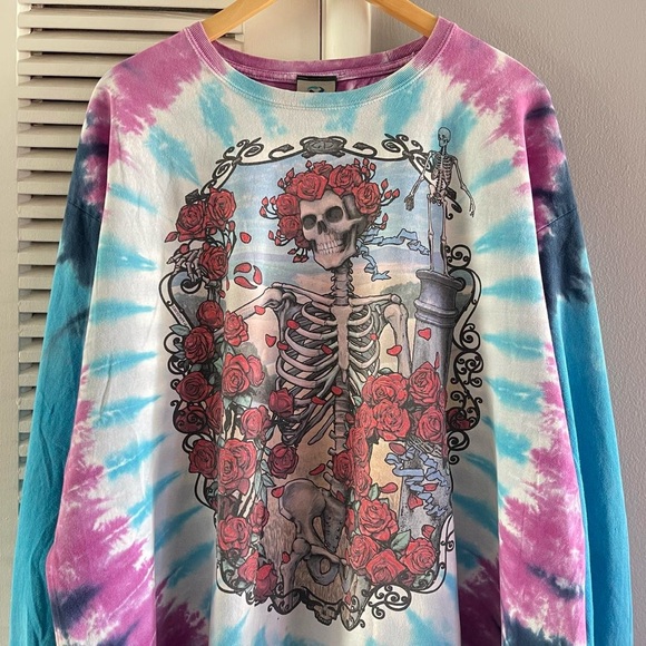 Vintage Grateful Dead Bertha Liquid Blue Tie Dye Long Sleeve T-shirt - Picture 2 of 6
